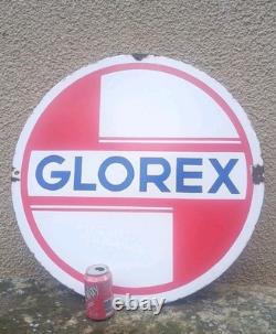 Rare Plaque Émaillée GLOREX Double Face Années 60 Station Essence