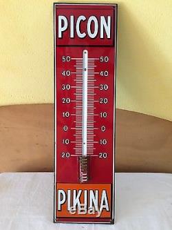 Rare Plaque Thermomètre Émaillée Picon Pikina Eas