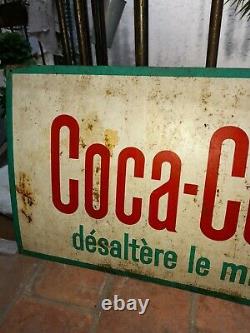 Rare Plaque Tôle Peinte No Emaillée Coca Cola Deco Bar Boisson France