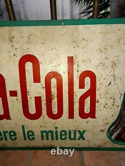 Rare Plaque Tôle Peinte No Emaillée Coca Cola Deco Bar Boisson France