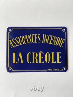 Rare Plaque émaillée La créole Assurances Laborde Très bon état 1930