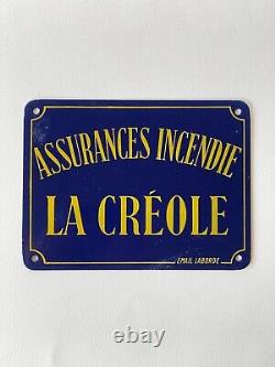 Rare Plaque émaillée La créole Assurances Laborde Très bon état 1930
