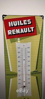 Rare Thermometre Emaillee Ancien Huile Renault Oil Oel Sign Porcelaine
