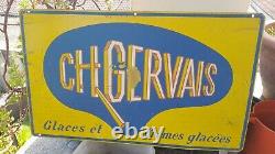 Rare Tôle Charles Gervais glaces crèmes glacées 50cm x 30cm no plaque émaillée