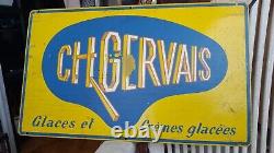 Rare Tôle Charles Gervais glaces crèmes glacées 50cm x 30cm no plaque émaillée