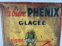 Rare Tole Publicitaire Emboutie La Biere Phenix Glacee G De Andreis Marseille
