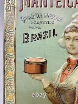 Rare Tôle lithographiée 1900 Beurre d'Isigny F. Demagny / Manteiga / Brésil