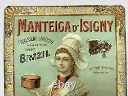 Rare Tôle lithographiée 1900 Beurre d'Isigny F. Demagny / Manteiga / Brésil
