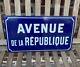 Rare ancienne plaque de rue émaillée Avenue de la Republique enamel Road Sign