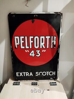 Rare ancienne plaque émaillée Pelforth 43 bière Extra scotch Strasbourg Émail