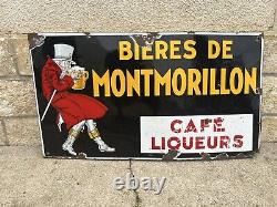 Rare ancienne plaque emaillee biéres de montmorillon
