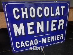 Rare et ancienne plaque émaillée CHOCOLAT MENIER CACAO MENIER Japy Frères