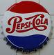 Rare grande Plaque émaillée originale d'époque en relief Pepsi Cola vers 1950