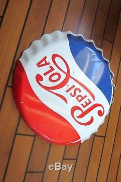 Rare grande Plaque originale d'époque en relief Pepsi Cola vers 1950
