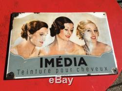 Rare plaque emaillee Imedia annees 30