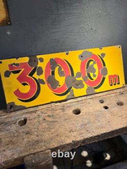 Rare plaque emaillée SHELL indication de station service 300 metres