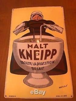 Rare plaque émaillée ancienne Malt Kneipp de Beuville 1925