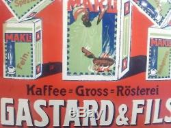 Rare plaque émaillée bombée ancienne café Makli Kaffee allemande im Elsass
