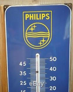 Rare plaque emaillee publicitaire thermomètre Philips lampe ampoule