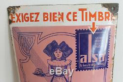 Rare plaque émaillée timbre levure alsa alsacienne eas strasbourg top couleur