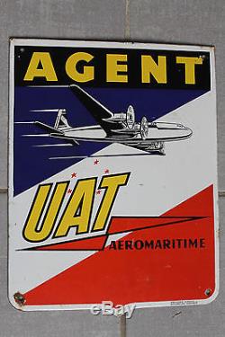 Rare plaque émaillée UAT aéromaritime aviation émaillerie alsacienne strasbourg