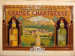 Rare plaque tôle litho Liqueurs Grande Chartreuse Etat Neuf