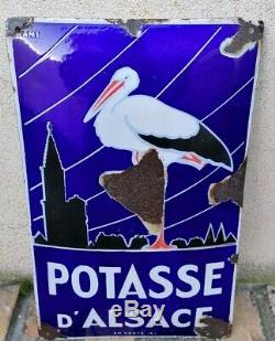 Rare superbe Plaque émaillée ancienne Potasse Alsace Format peu coûrant EAS