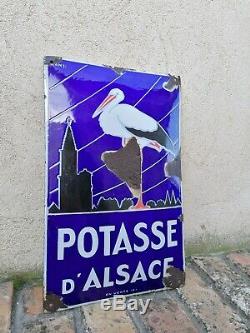 Rare superbe Plaque émaillée ancienne Potasse Alsace Format peu coûrant EAS
