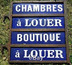 Rarissime Enseigne Plaque Emaillee Ancienne Boutique Chambres A Louer Fer Forge