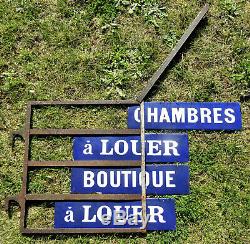 Rarissime Enseigne Plaque Emaillee Ancienne Boutique Chambres A Louer Fer Forge