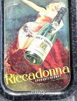 Riccadonna Spumanti Vermouth Plateau Publicitaire En Métal Vintage Années 50