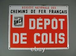 S. N. C. F. Ancienne Plaque Émaillée Dépot De Colis Chemins De Fer Francais
