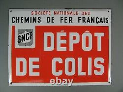 S. N. C. F. Ancienne Plaque Émaillée Dépot De Colis Chemins De Fer Francais