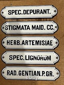 Set D'anciennes Plaques Émaillées De Pharmacie Apothicaire 12,9 3 Cm