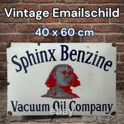Sphinx Ancienne Plaque Émaillée Publicitaire Pour Huile Vacuüm