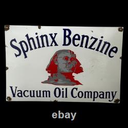 Sphinx Ancienne Plaque Émaillée Publicitaire Pour Huile Vacuüm
