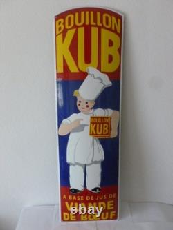 Superbe plaque émaillée bombée 99cm x 29,5 poids 3,8 kgs PUB BOUILLON KUB SYMPA