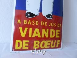 Superbe plaque émaillée bombée 99cm x 29,5 poids 3,8 kgs PUB BOUILLON KUB SYMPA