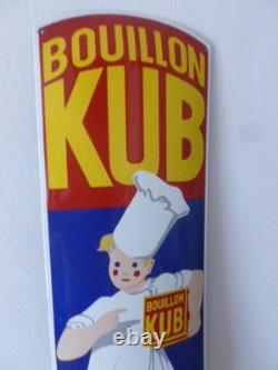 Superbe plaque émaillée bombée 99cm x 29,5 poids 3,8 kgs PUB BOUILLON KUB SYMPA