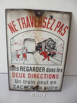 Sympa authentique plaque émaillée SNCF PASSAGE A NIVEAU émail LABORDE 38 cm x 27