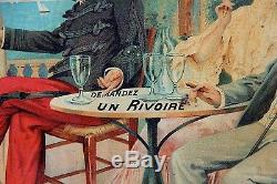 Tole Lithographiee Pub Ancienne Absinthe Rivoire -rare-1906-marseille-signe