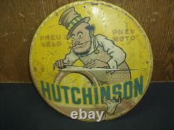 TOLE PEINTE HUTCHINSON D EPOQUE GARAGE AUTO MOTO michelin englebert bidon huile