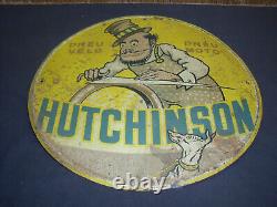 TOLE PEINTE HUTCHINSON D EPOQUE GARAGE AUTO MOTO michelin englebert bidon huile