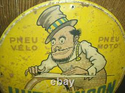 TOLE PEINTE HUTCHINSON D EPOQUE GARAGE AUTO MOTO michelin englebert bidon huile