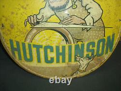 TOLE PEINTE HUTCHINSON D EPOQUE GARAGE AUTO MOTO michelin englebert bidon huile