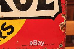 TRES ANCIENNE PLAQUE EMAILLEE BOMBEECASTROL HUILE POUR MOTEURS