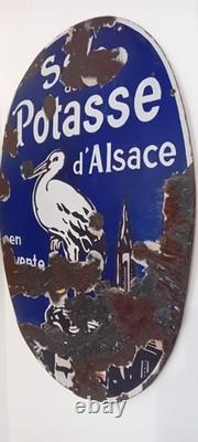 TRES ANCIENNE PLAQUE EMAILLEE POTASSE D'ALSACE DIMENSION 60x45 Cm PREMIÈR MODEL