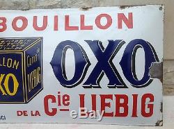 Tres Rare Ancienne Plaque Emaillée Bombée Oxo De La Compagnie Liebig Pur Jus