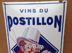 Tres Rare Ancienne Plaque Émaillée Bombee Vin Du Postillon Authentique