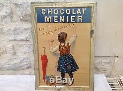 Tres Rare Ancienne Tole Litho Repoussée Chocolat Menier Année 1900 No Emaillée